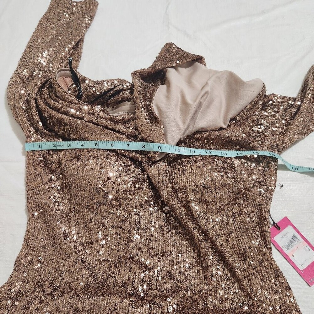 Vince Camuto Sequin Draped Off-the-Shoulder Sweetheart Neck Size 10 Dress (CJ8) - Picture 7 of 12